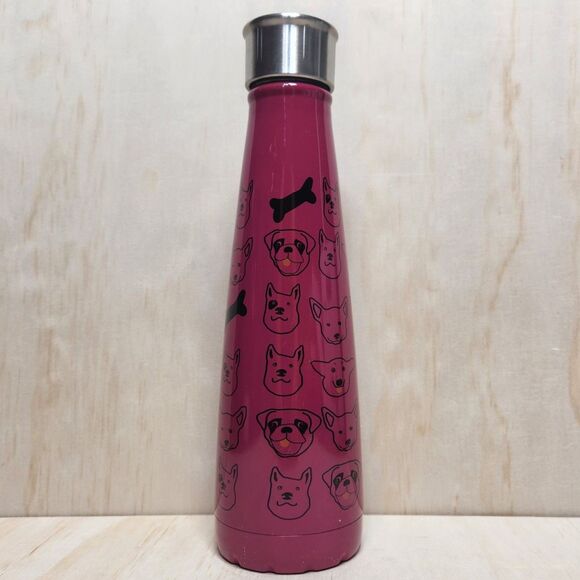 Sip by S'well 15 oz. Insulated Stainless Steel Water Bottle Dark Pink Dogs - Picture 3 of 7